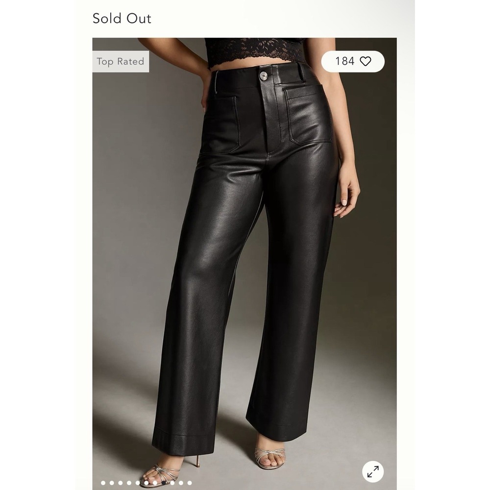 The Colette Wide-Leg Faux Leather Pants by Maeve Black Size 24 Anthropologie